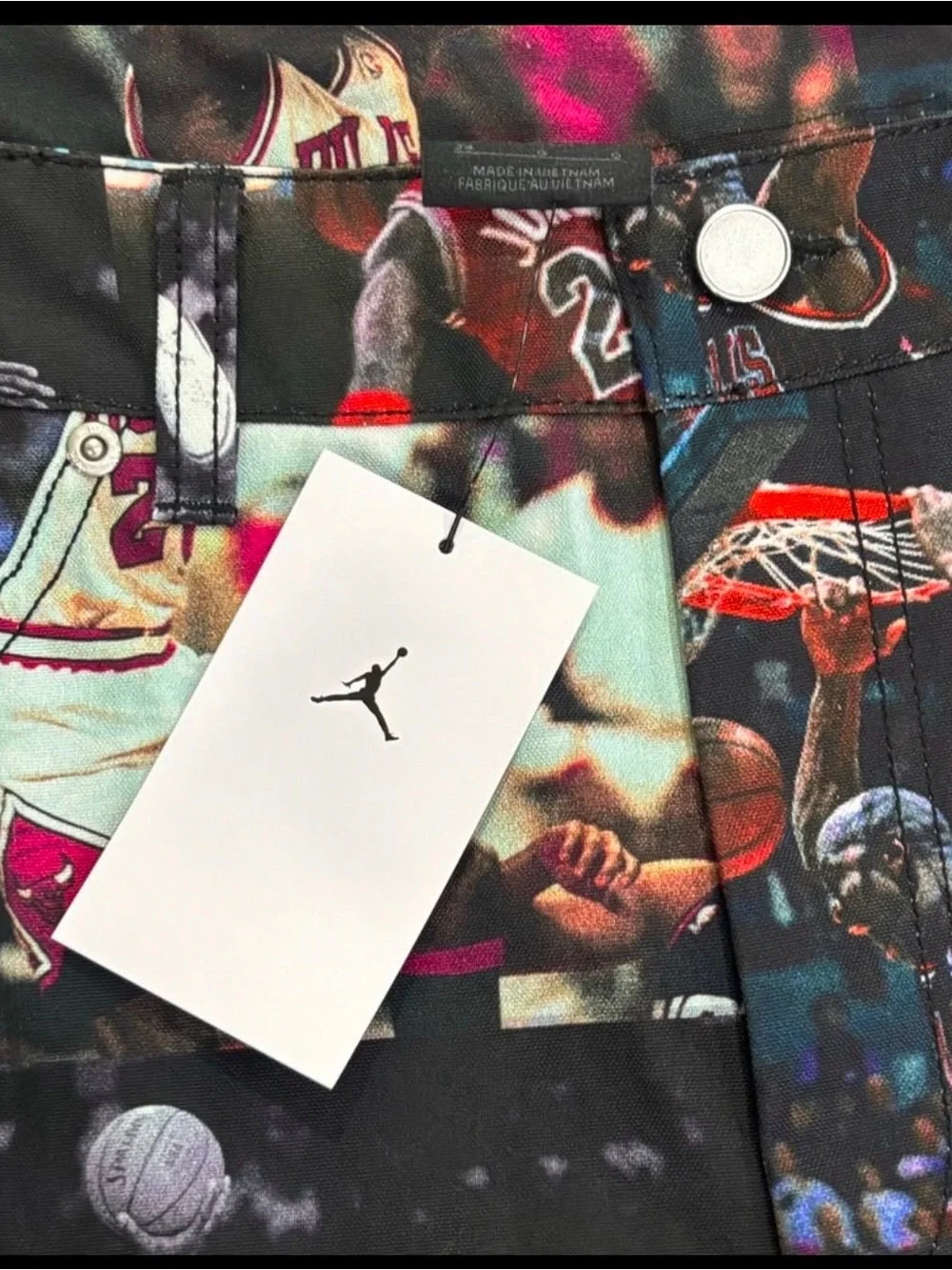 Jordan Flight Heritage All Over Photo Print Pants Mens 34 Black IQ5238-010 NEW